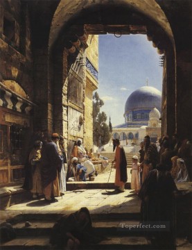  orientalista Pintura al %C3%B3leo - A la entrada del Monte del Templo Jerusalén Gustav Bauernfeind Judío orientalista
